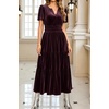image:imageRVivimos Womens Fall Winter Velvet Elastic Waist Maxi DressMaroon