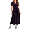 image:imageRVivimos Womens Fall Winter Velvet Elastic Waist Maxi DressDark Purple